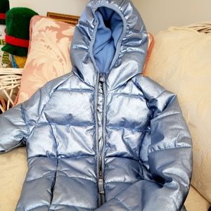 Old Navy Girls' ice blue puffer jacket, size M